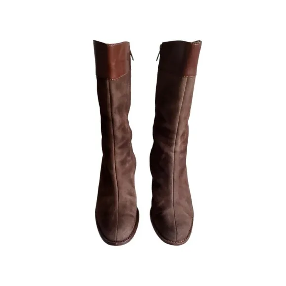 UGG Stella mid calf Leather Suede Brown Zip up Boots 5474 Women's Size 8.5