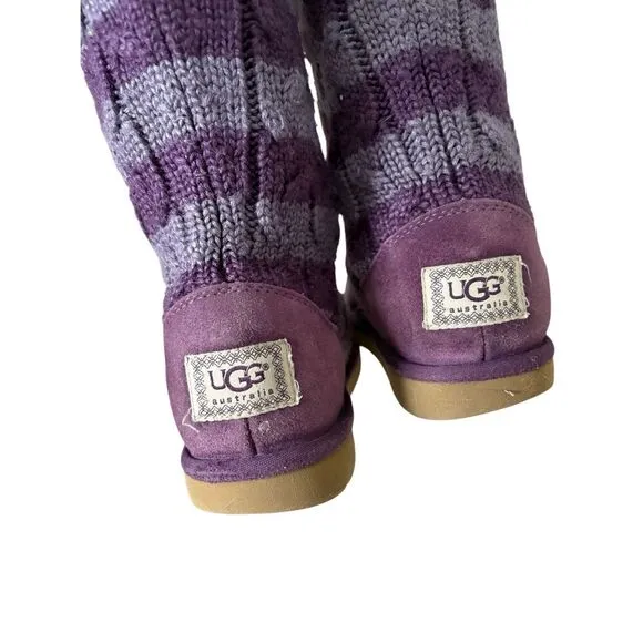 UGG Striped Knit Sock Boots size 5 Purple Limited Edition
