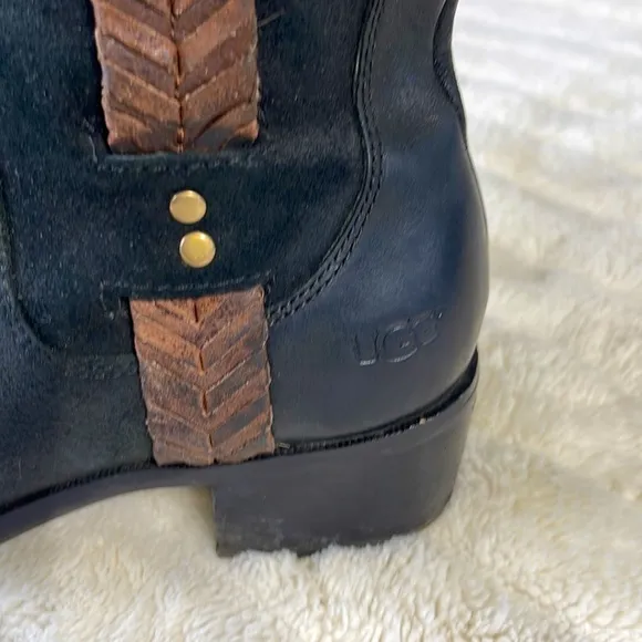 Ugg Suede Leather Mid-calf Boots, Zips at inside, distressed, Size: 7.5,…