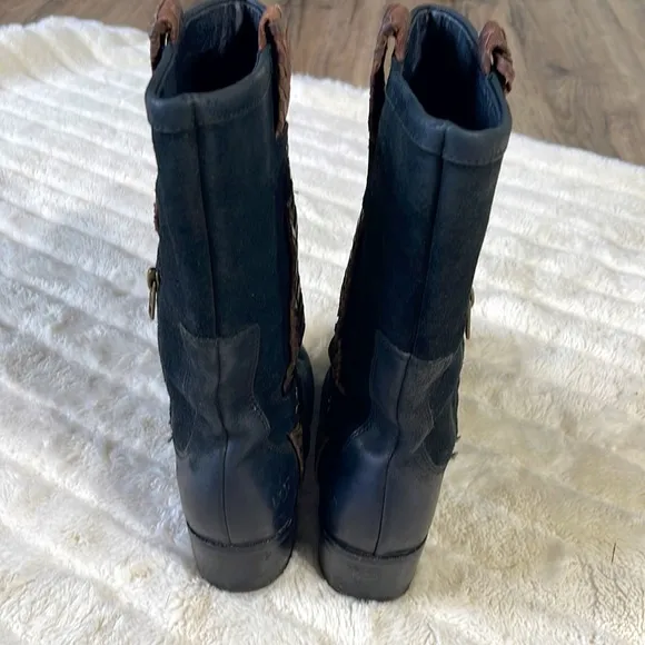 Ugg Suede Leather Mid-calf Boots, Zips at inside, distressed, Size: 7.5,…
