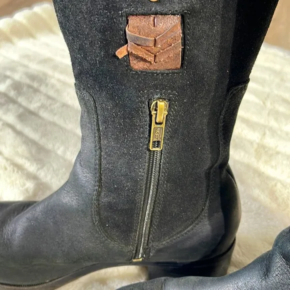 Ugg Suede Leather Mid-calf Boots, Zips at inside, distressed, Size: 7.5,…