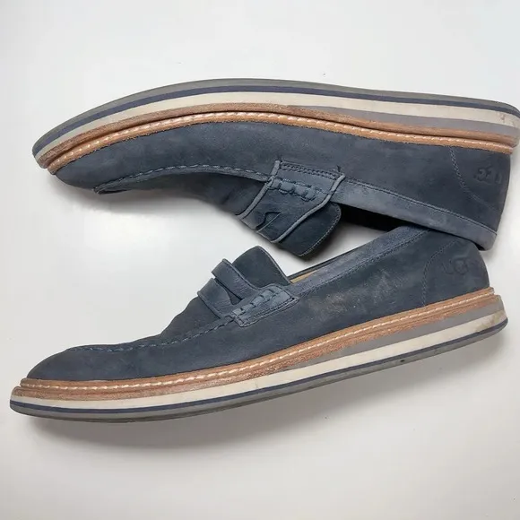 Ugg Whitfield Mens 12 Navy Suede Penny Loafers