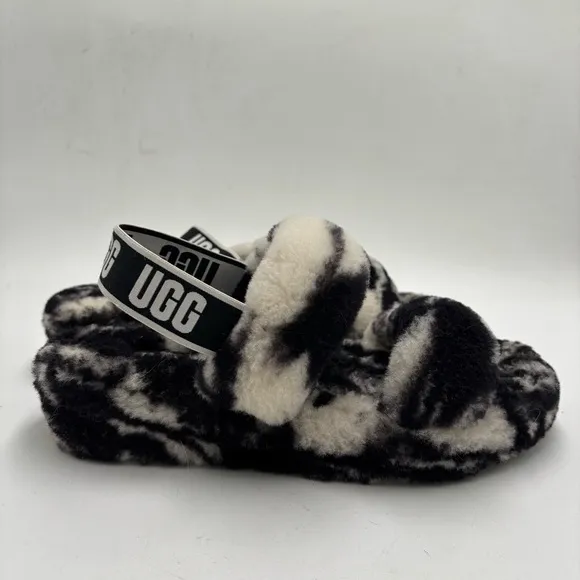 UGG Women’s 10 Black White Oh Yeah Slip On Slingback Sandals