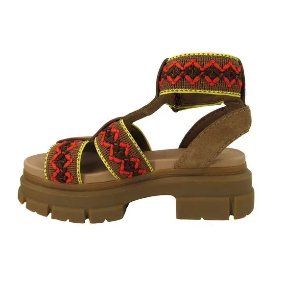 UGG Women's Ashton Heritage Platform Braid Sandal in Chestnut SZ 8.5
