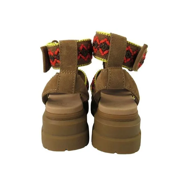 UGG Women's Ashton Heritage Platform Braid Sandal in Chestnut SZ 8.5