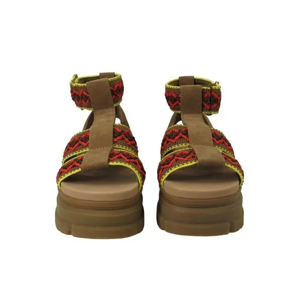 UGG Women's Ashton Heritage Platform Braid Sandal in Chestnut SZ 8.5
