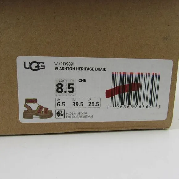 UGG Women's Ashton Heritage Platform Braid Sandal in Chestnut SZ 8.5