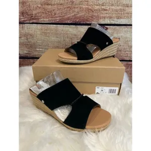 Ugg Women's Eirene Black Espadrilles Wedge Slide Platform Sandals Size 11 NIB