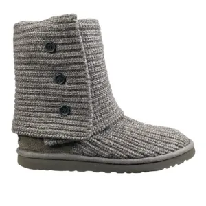 UGG Women’s Grey Knit Cardy 5819 Pull On Winter Boot Size US 8