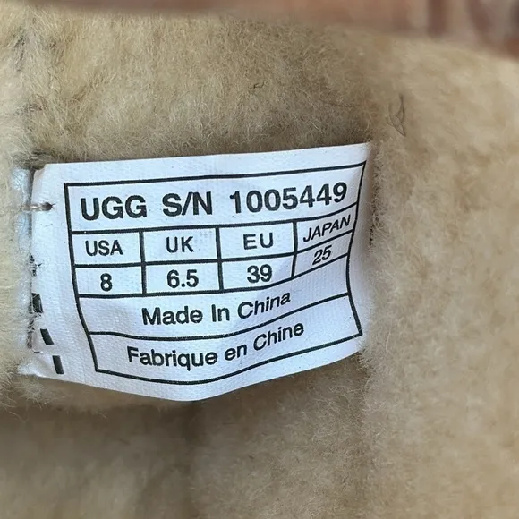 UGG Women’s Karyn Chestnut Suede Sheepskin Zip Up Mid Calf Winter Boot Size 8