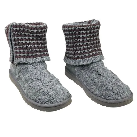 Ugg Women’s Leland Gray Knit Cardy Pull On Boot Size US 9