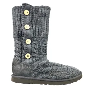 Ugg Women’s Leland Gray Knit Cardy Pull On Boot Size US 9