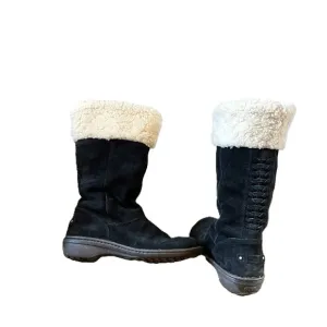 UGG Womens Size 9 Karyn Black Suede Shearling Lining Mid Calf Winter Boots