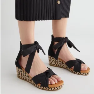 Ugg Yarrow Espadrilles Wedge Sandals Black Canvas &amp; Leather Women’s Size 9.5