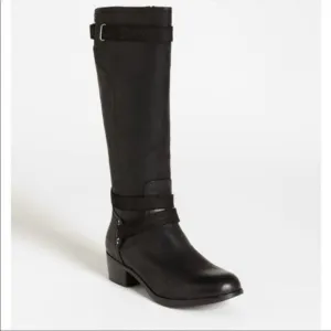 UGG Darcie black leather tall knee high boots women's sz 5