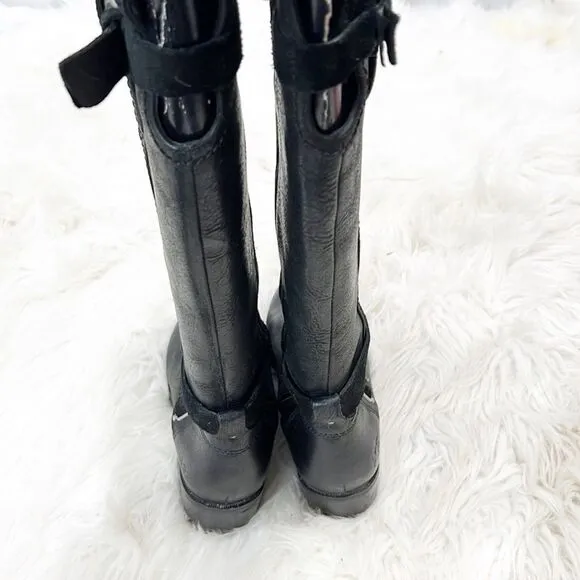 UGG Darcie black leather tall knee high boots women's sz 5