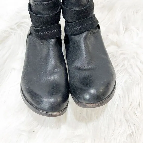 UGG Darcie black leather tall knee high boots women's sz 5