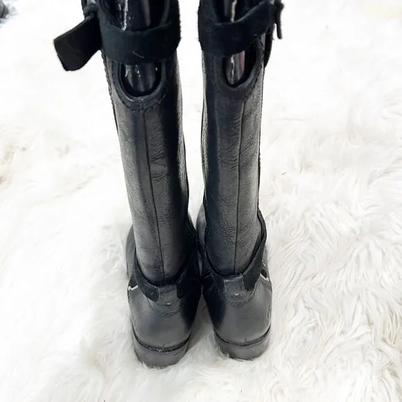 UGG Darcie black leather tall knee high boots women's sz 5