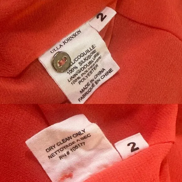 ULLA JOHNSON Aberdeen Silk Ruffle Mini Dress in Orange Chili Tie Dye Size 2