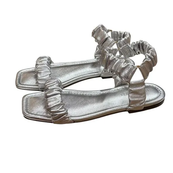ULLA JOHNSON Ellie Ruched Metallic Leather Sandals NWB Size 39