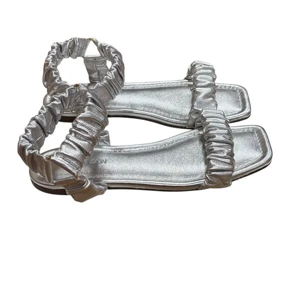 ULLA JOHNSON Ellie Ruched Metallic Leather Sandals NWB Size 39