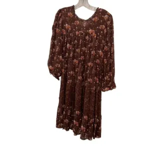 ulla johnson FALL wine SILK floral print drop waist prairie dress 10