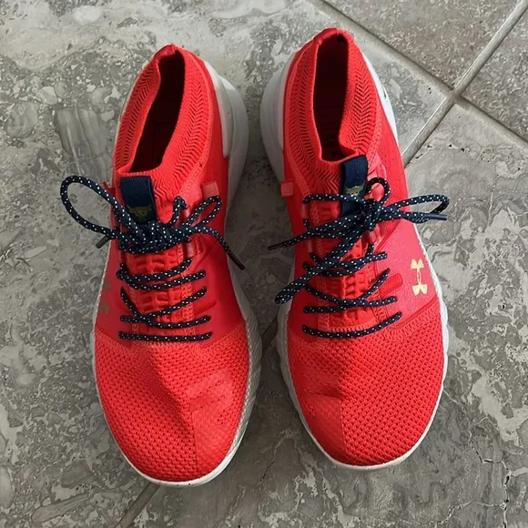 Under Armour Project Rock 2 Blood Orange / Grey Sneakers Size US 6.5 EXCELLENT!