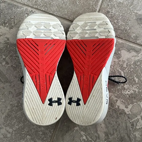 Under Armour Project Rock 2 Blood Orange / Grey Sneakers Size US 6.5 EXCELLENT!