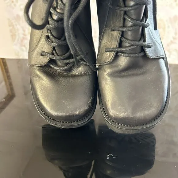 UNIF Reverb Black Chunky Platform Combat Boots Leather Women’s 7 Goth