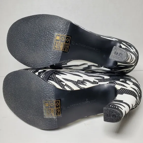 United Nude Black White Fold Mid Ankle Boots Heels w/ Box 3D Retro 80's 90's