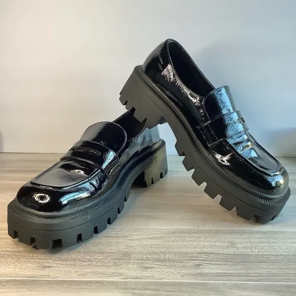 URBAN OUTFITTERS Chunky Platform Penny Loafers Lug Streetwear Creepers Black 10