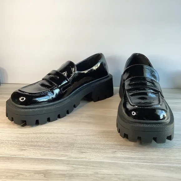 URBAN OUTFITTERS Chunky Platform Penny Loafers Lug Streetwear Creepers Black 10
