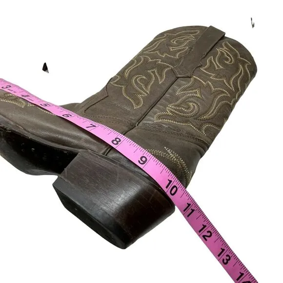 Vaccari Womens Brown Leather Mid Calf Pull On Cowgirl Western Boots Size 6.5