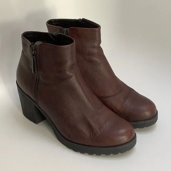 Vagabond Chunky Heeled Double Zipper Leather Boots Size 38