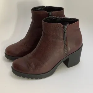 Vagabond Chunky Heeled Double Zipper Leather Boots Size 38