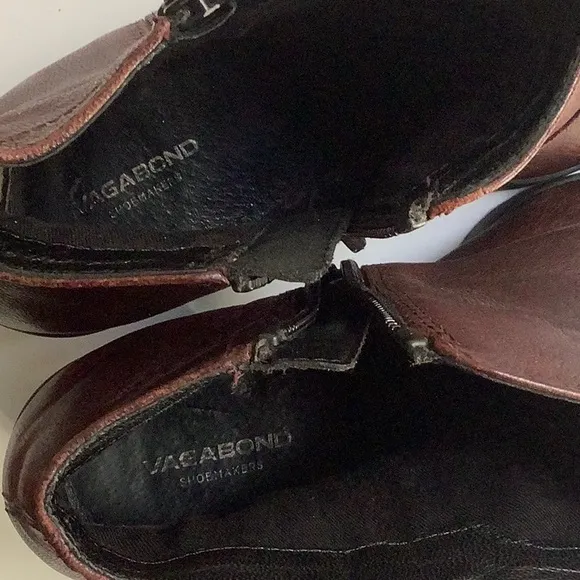 Vagabond Chunky Heeled Double Zipper Leather Boots Size 38