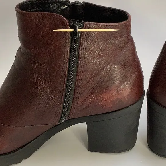 Vagabond Chunky Heeled Double Zipper Leather Boots Size 38