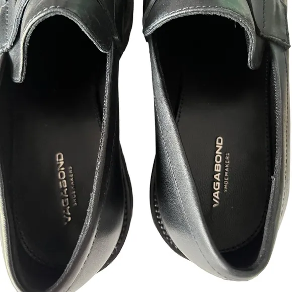 Vagabond Cosmo 2.0 Black Leather Platform Lug Sole Penny Loafer Women’s Size 9