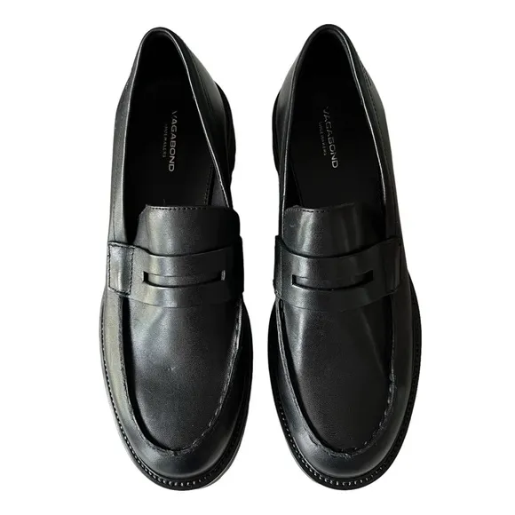 Vagabond Cosmo 2.0 Black Leather Platform Lug Sole Penny Loafer Women’s Size 9