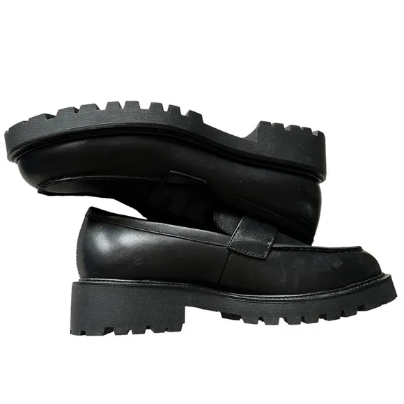 Vagabond Cosmo 2.0 Black Leather Platform Lug Sole Penny Loafer Women’s Size 9