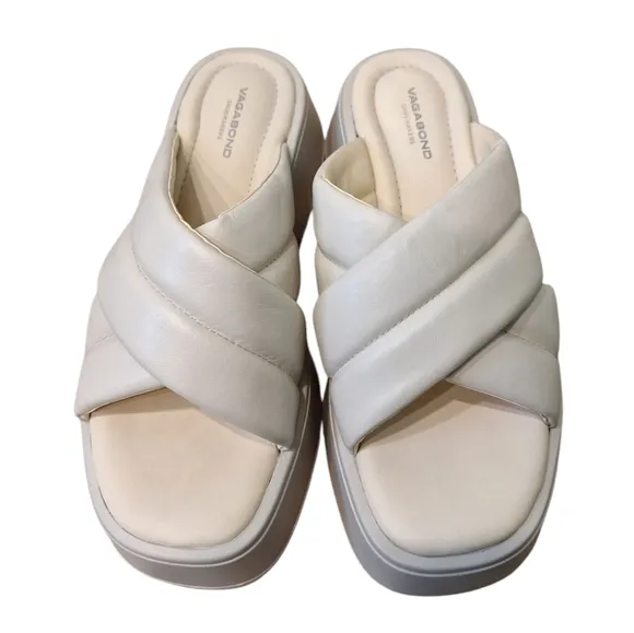 Vagabond Shoemaker Off-White Women's Courtney Slide Platform Sandals 7