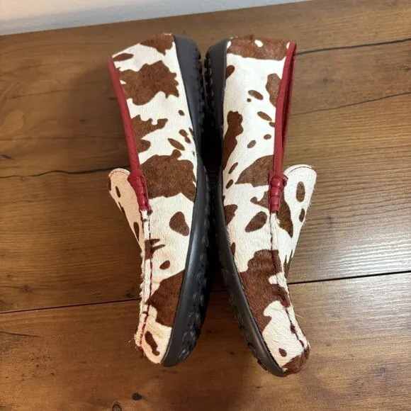 Vaneli Albion Pony Hair Brown Cow Print Driving Loafers/ Mocs Size 11 M