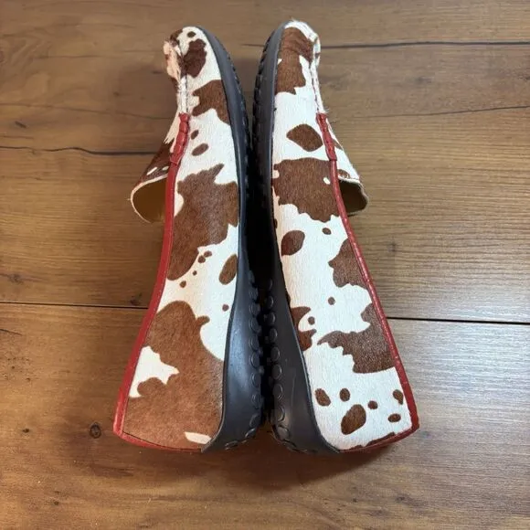 Vaneli Albion Pony Hair Brown Cow Print Driving Loafers/ Mocs Size 11 M