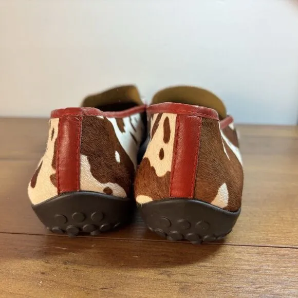 Vaneli Albion Pony Hair Brown Cow Print Driving Loafers/ Mocs Size 11 M