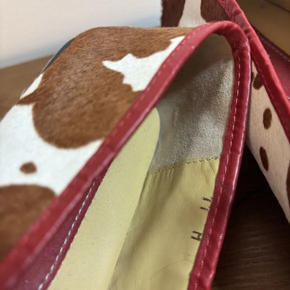 Vaneli Albion Pony Hair Brown Cow Print Driving Loafers/ Mocs Size 11 M