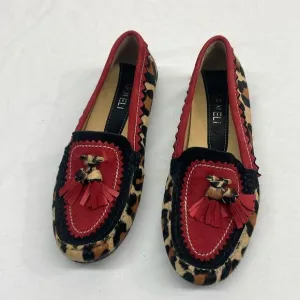 Vaneli Real Calf Fur Animal Print Loafers Size 6.5