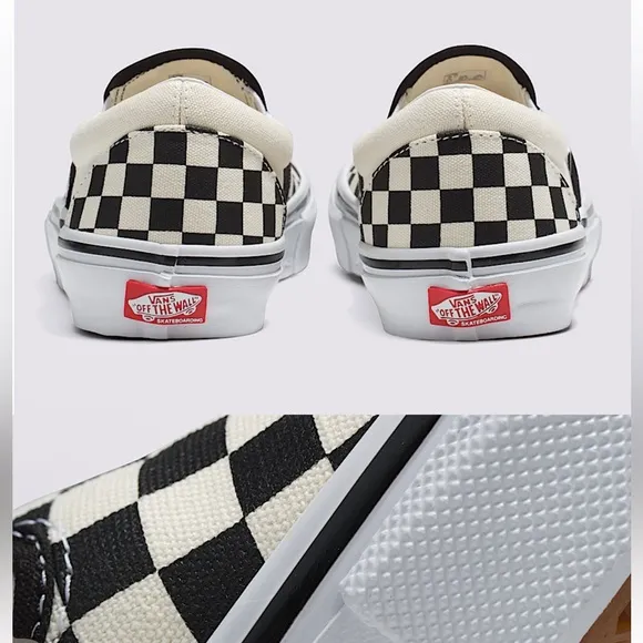 Vans Black and White Checkerboard Slip-On Sneakers