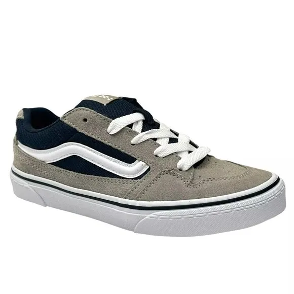 Vans Caldrone Youth Boy's Suede Sneakers Size 4 Gray/Navy Blue Classic Style