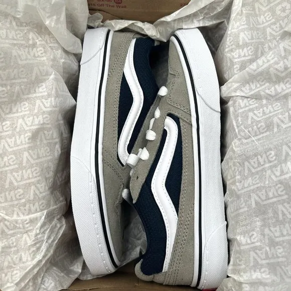 Vans Caldrone Youth Boy's Suede Sneakers Size 4 Gray/Navy Blue Classic Style
