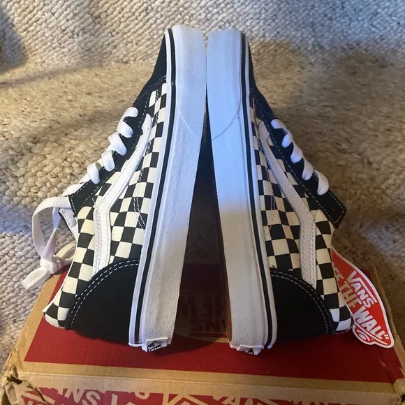 Vans Classic Old Skool Black &amp; White Checkerboard Suede &amp; Canvas Sneakers
